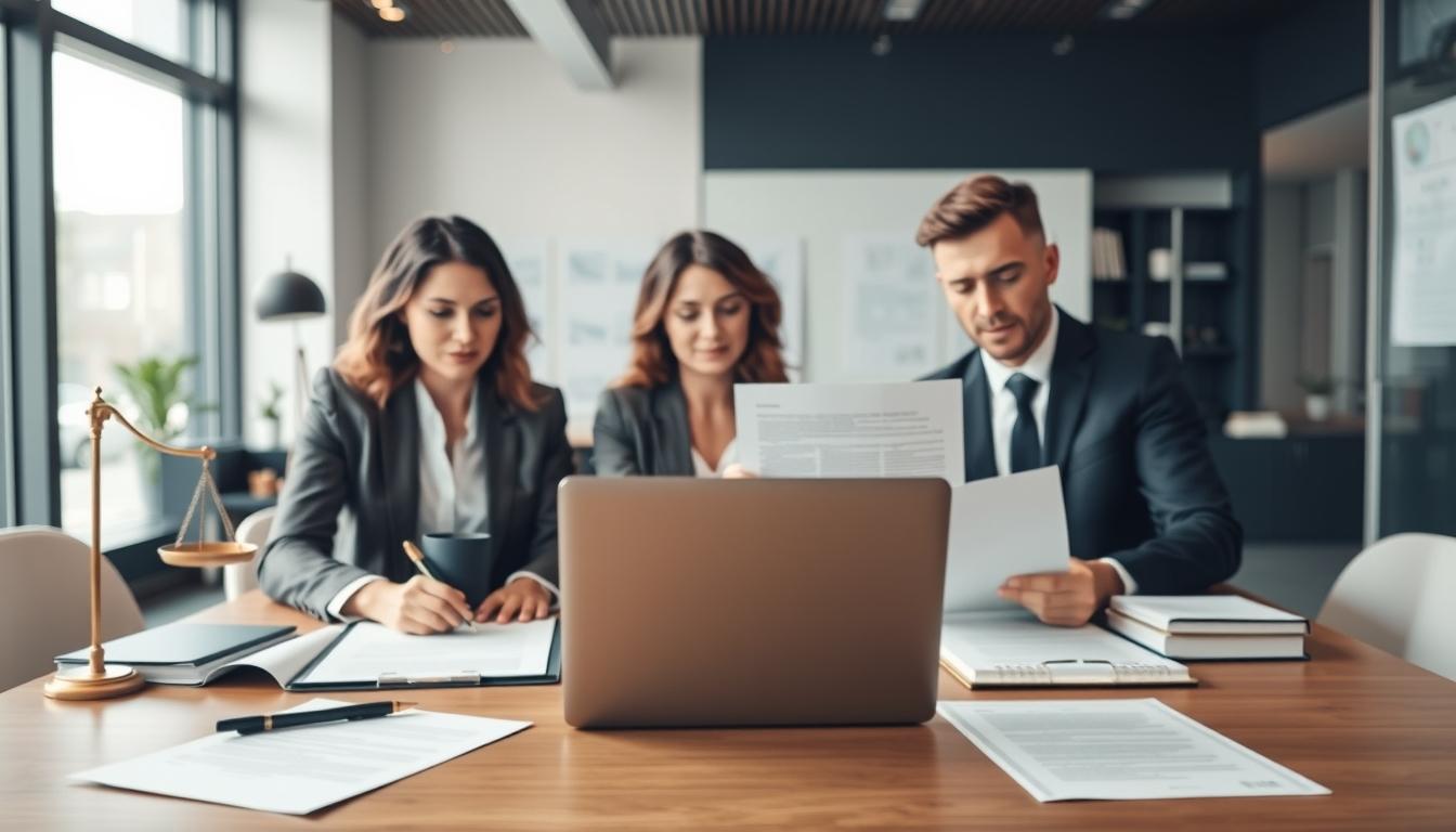 Family reviewing legal documents